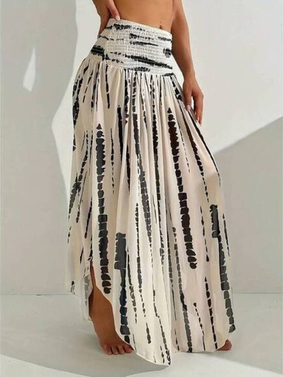 Beach Maxi Dress Spring/Summer 2026 Fashion Print Elastic Waist Bohemian Style L - Picture 2 of 6